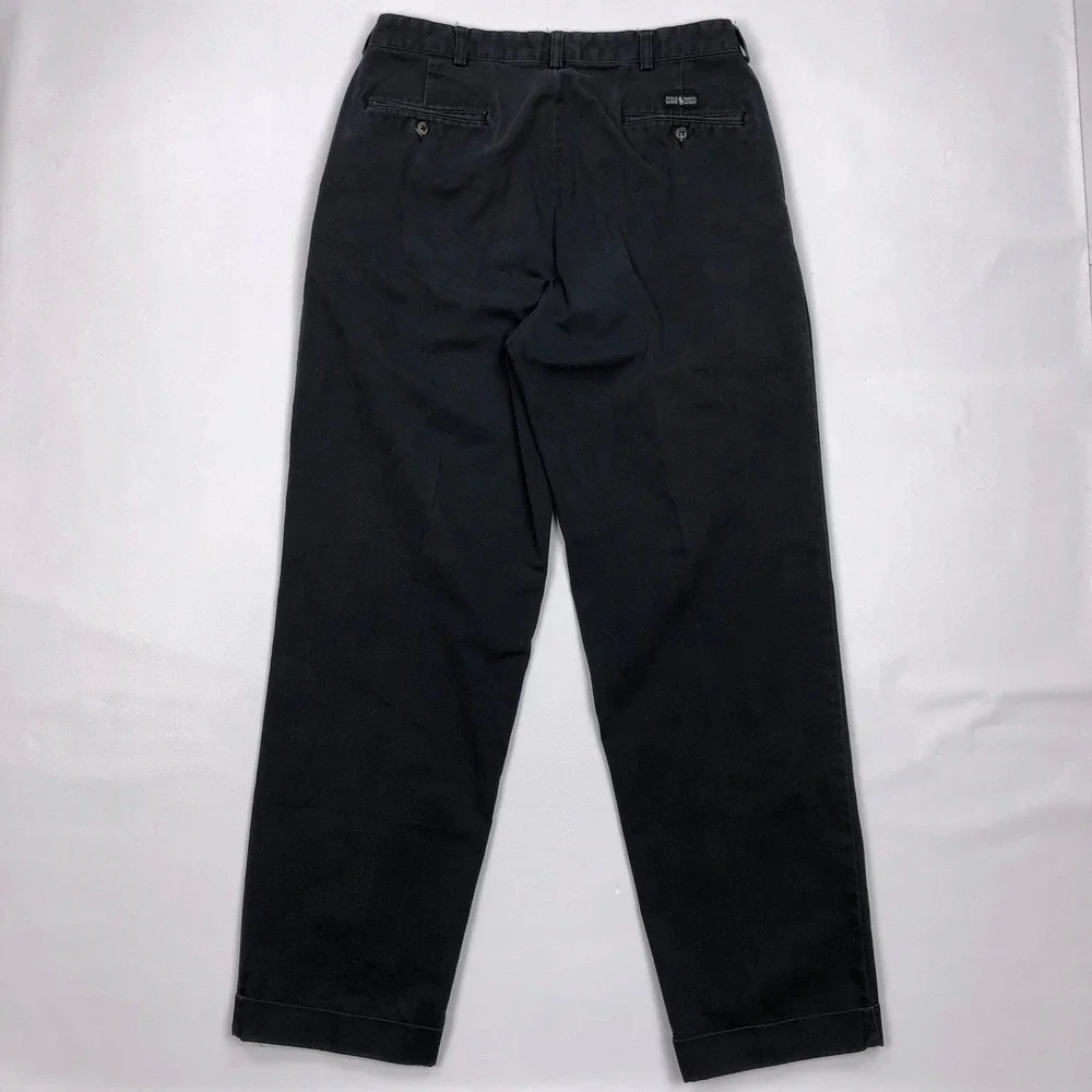 Vtg Polo Ralph Lauren Hammond Pant Mens 34x32 Navy Blue Pleated Cuffed Chinos